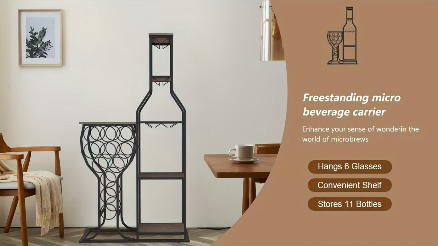 5-Tier Freestanding Wine Rack with Wine Glass Holder for Organized Everyday Storage detail image - detail view 13