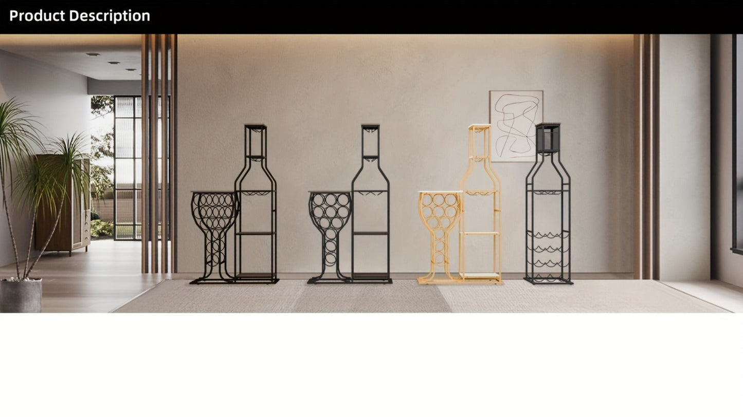 5-Tier Freestanding Wine Rack with Wine Glass Holder for Organized Everyday Storage detail image - detail view 14