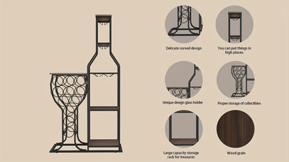 5-Tier Freestanding Wine Rack with Wine Glass Holder for Organized Everyday Storage detail image - detail view 15