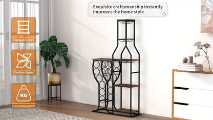 5-Tier Freestanding Wine Rack with Wine Glass Holder for Organized Everyday Storage detail image - detail view 17