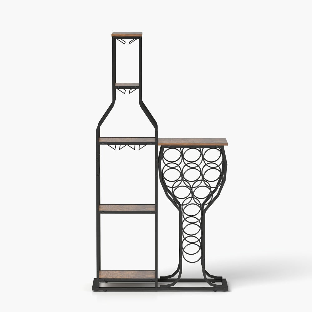 5-Tier Freestanding Wine Rack with Wine Glass Holder for Organized Everyday Storage detail image - detail view 3