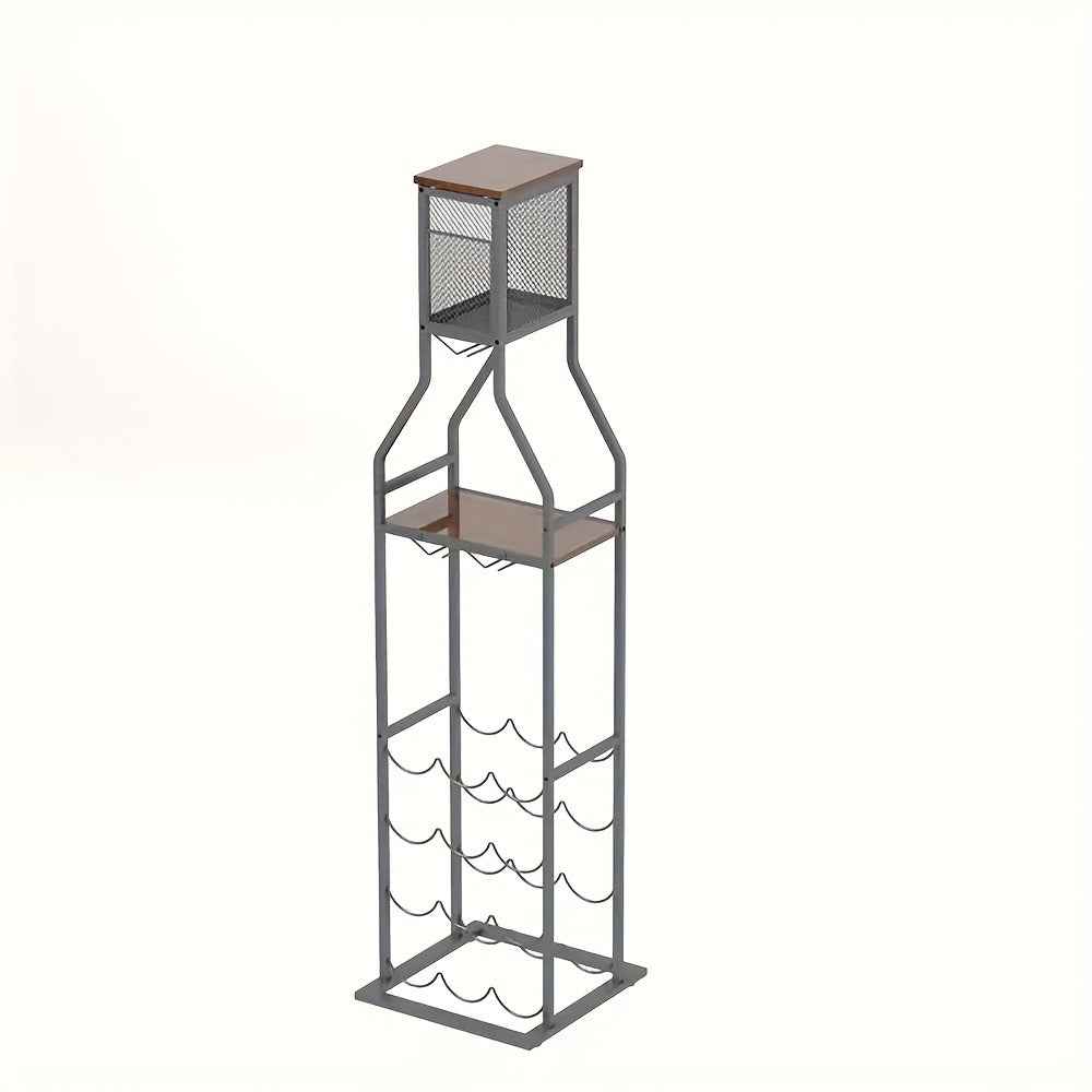 5-Tier Freestanding Wine Rack with Wine Glass Holder for Organized Everyday Storage detail image - detail view 5