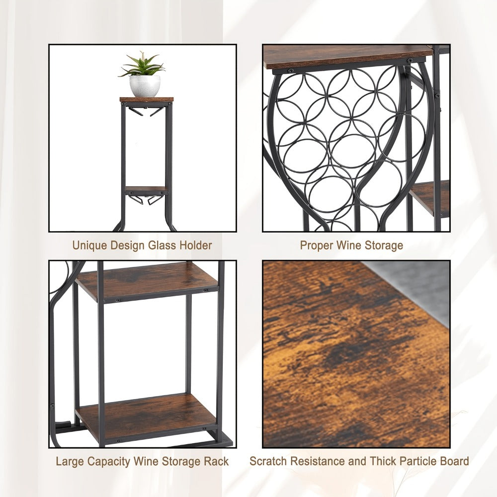 5-Tier Freestanding Wine Rack with Wine Glass Holder for Organized Everyday Storage detail image - detail view 6