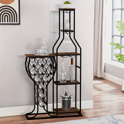Wine Rack with Hanging Glass Holder & Storage Shelves - 5-Tier Freestanding Baker's Rack shown in the main product view