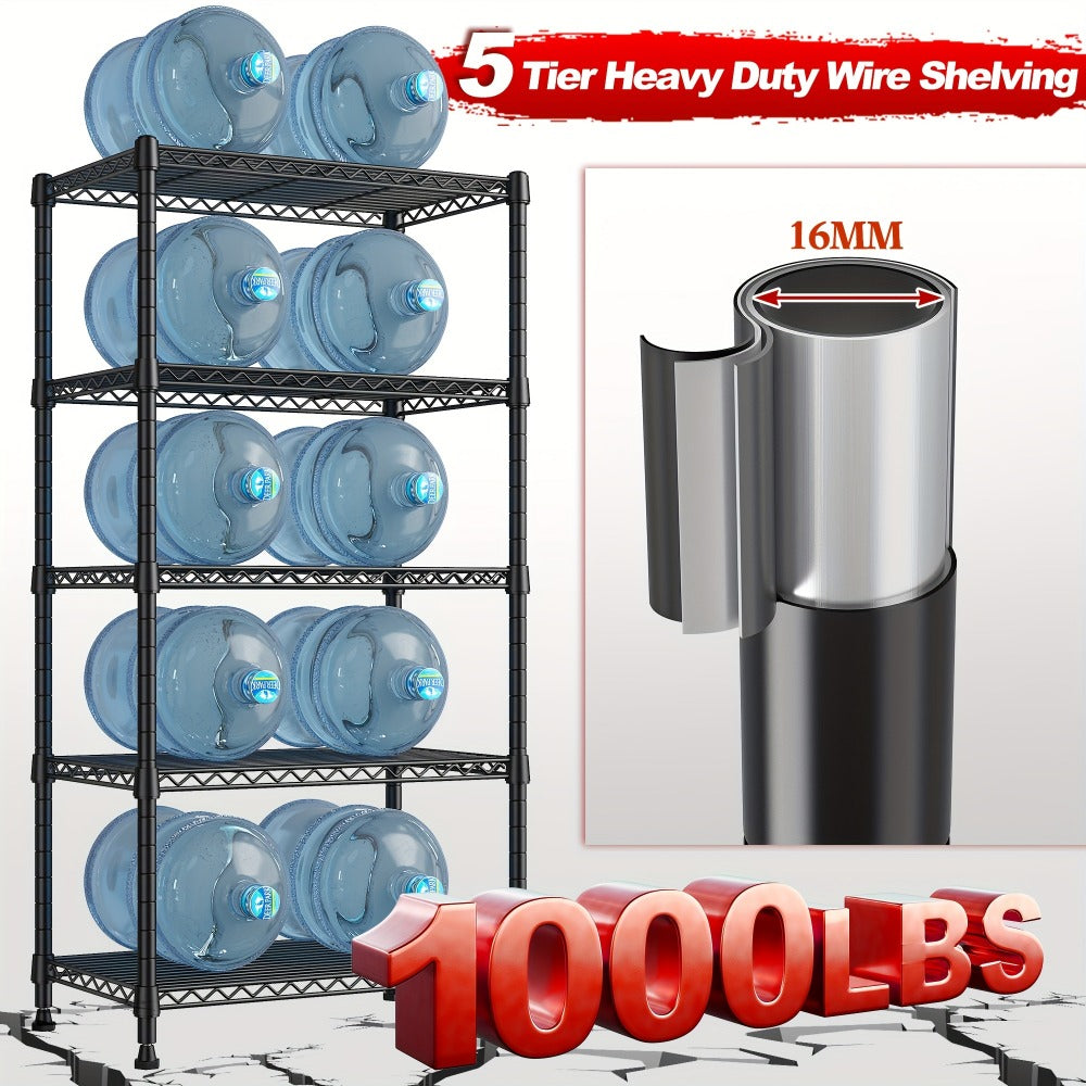 5-Tier Heavy-Duty Wire Shelving Unit with Adjustable Shelves and Tool-Free Assembly detail image - detail view 10