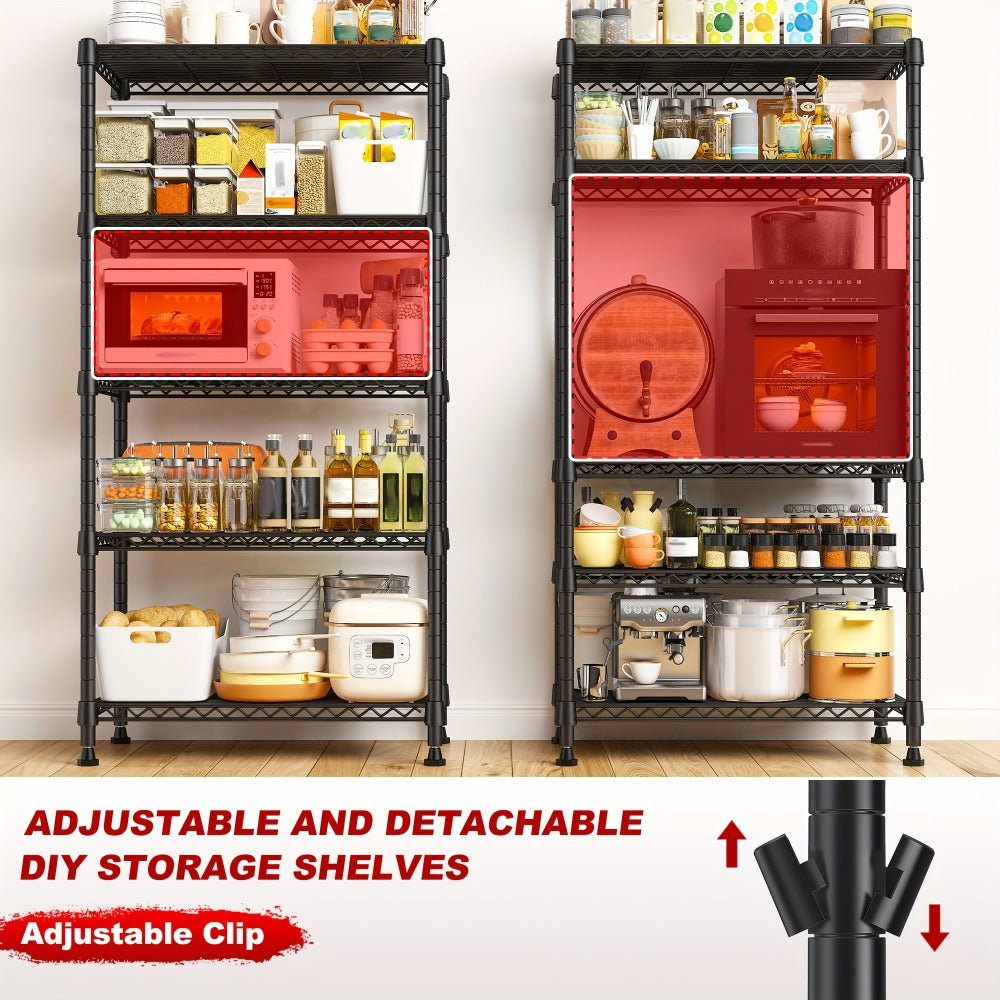 5-Tier Heavy-Duty Wire Shelving Unit with Adjustable Shelves and Tool-Free Assembly detail image - detail view 11