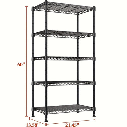 5-Tier Heavy-Duty Wire Shelving Unit with Adjustable Shelves and Tool-Free Assembly detail image