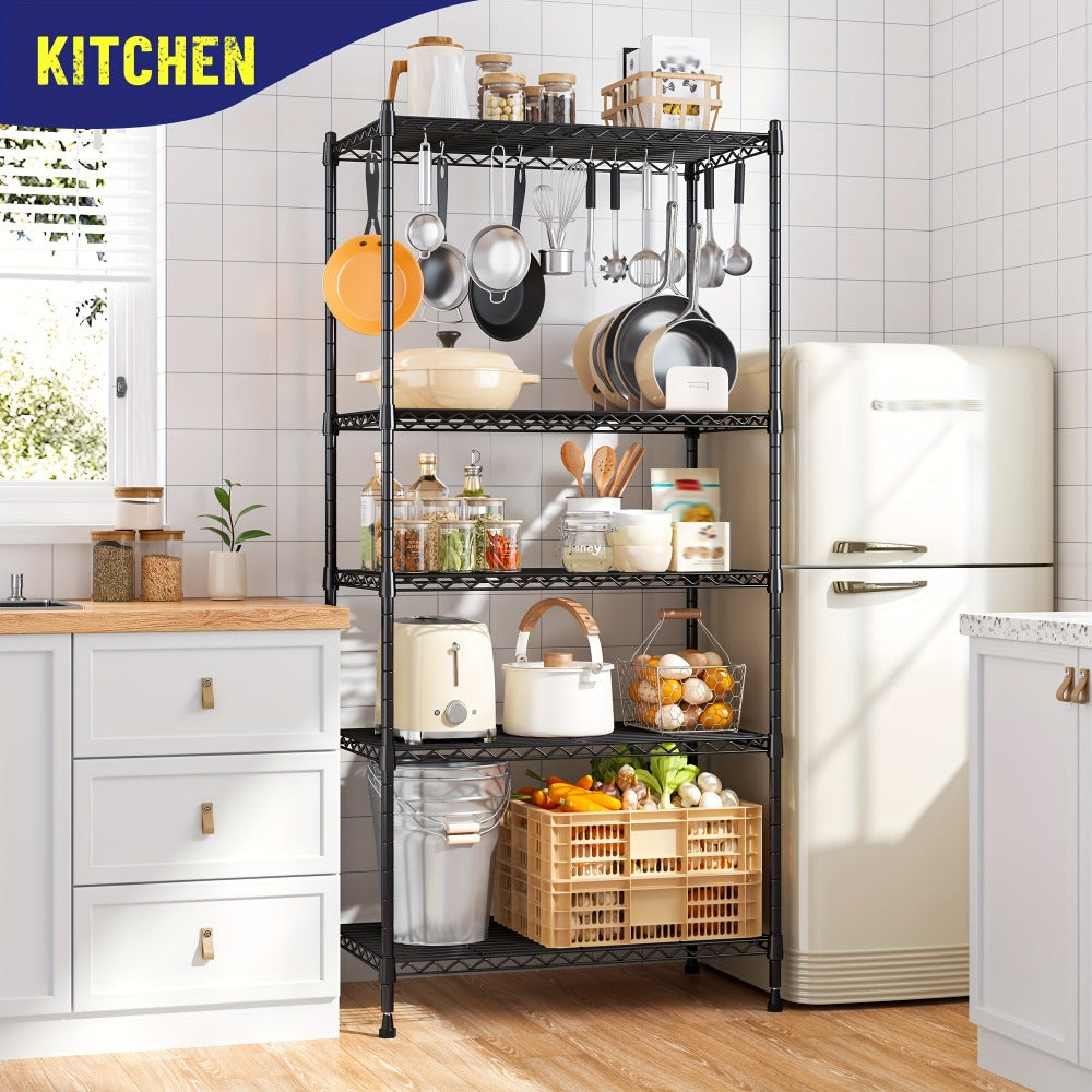 5-Tier Heavy-Duty Wire Shelving Unit with Adjustable Shelves and Tool-Free Assembly detail image - detail view 9