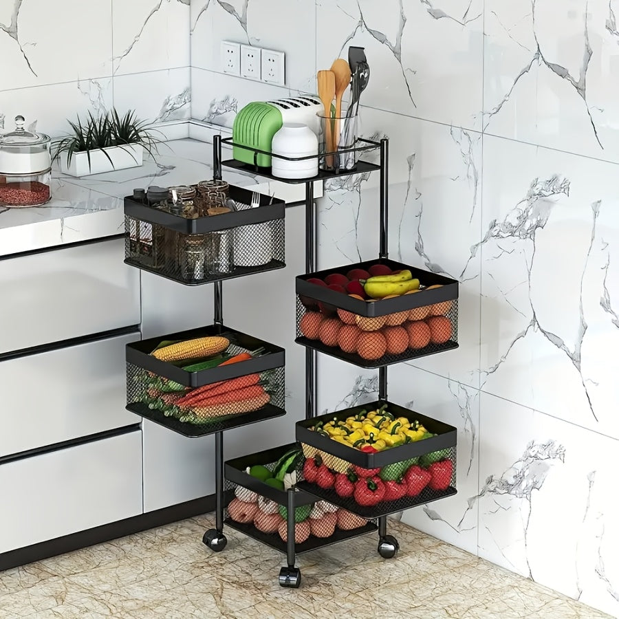 Kitchen Storage Shelf shown in the Black - 5 Layers option