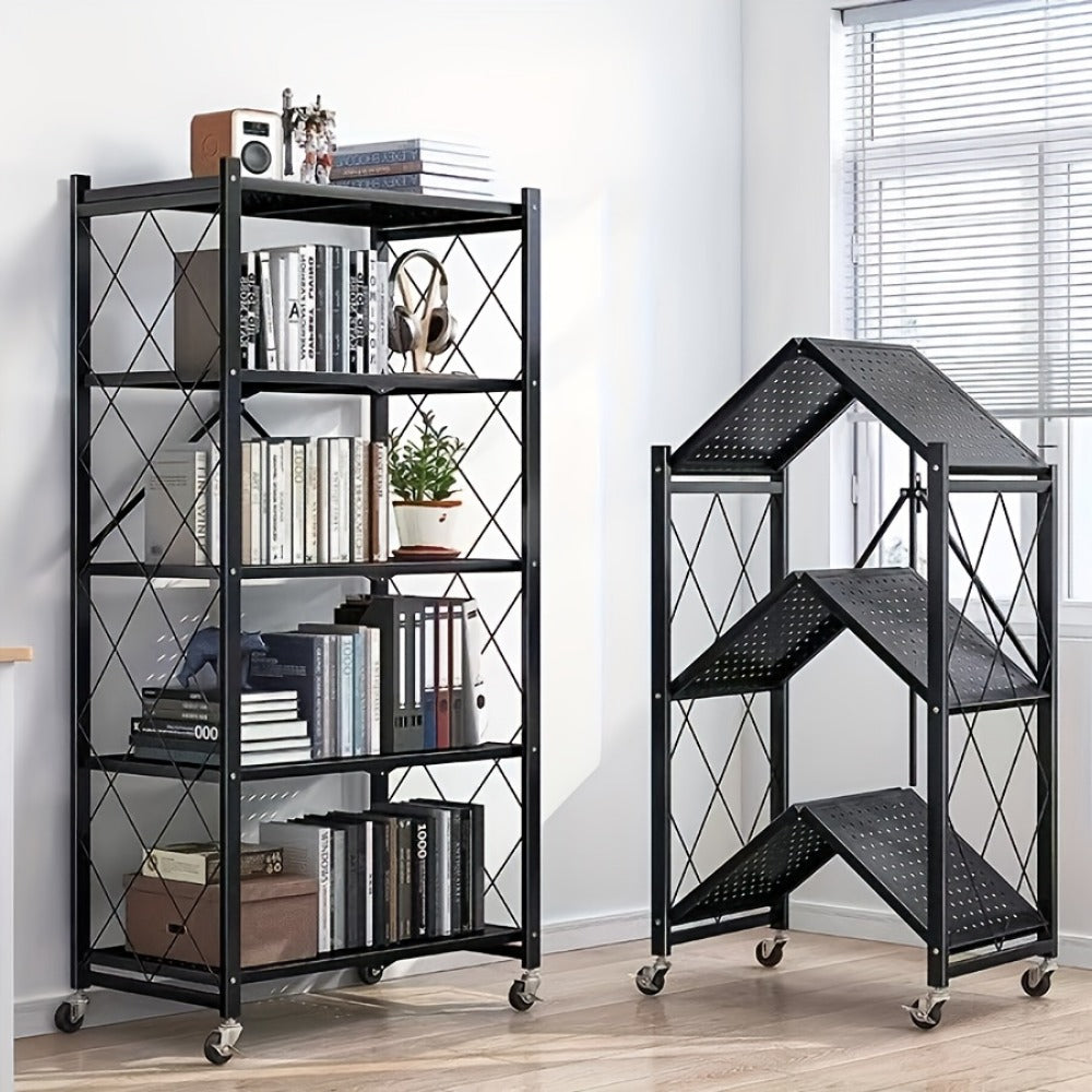 5-Tier Outdoor Storage Rack with Rolling Wheels and Tool-Free Assembly for Patio detail image - detail view 10