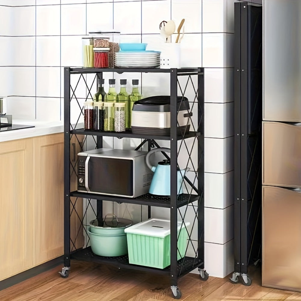 5-Tier Outdoor Storage Rack with Rolling Wheels and Tool-Free Assembly for Patio detail image - detail view 11
