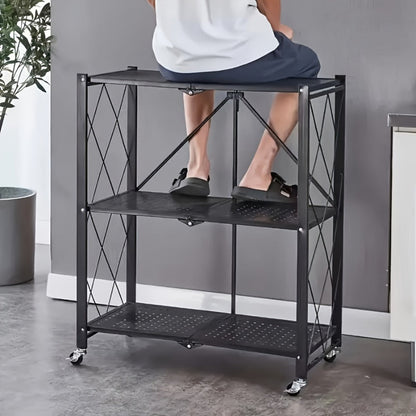 5-Tier Outdoor Storage Rack with Rolling Wheels and Tool-Free Assembly for Patio detail image - detail view 12