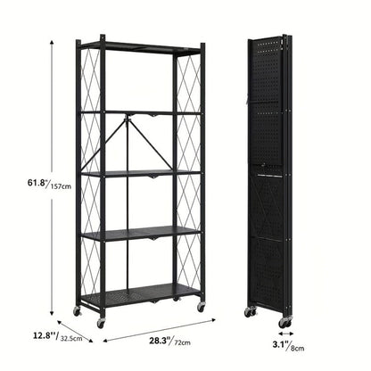 5-Tier Outdoor Storage Rack with Rolling Wheels and Tool-Free Assembly for Patio detail image - detail view 4