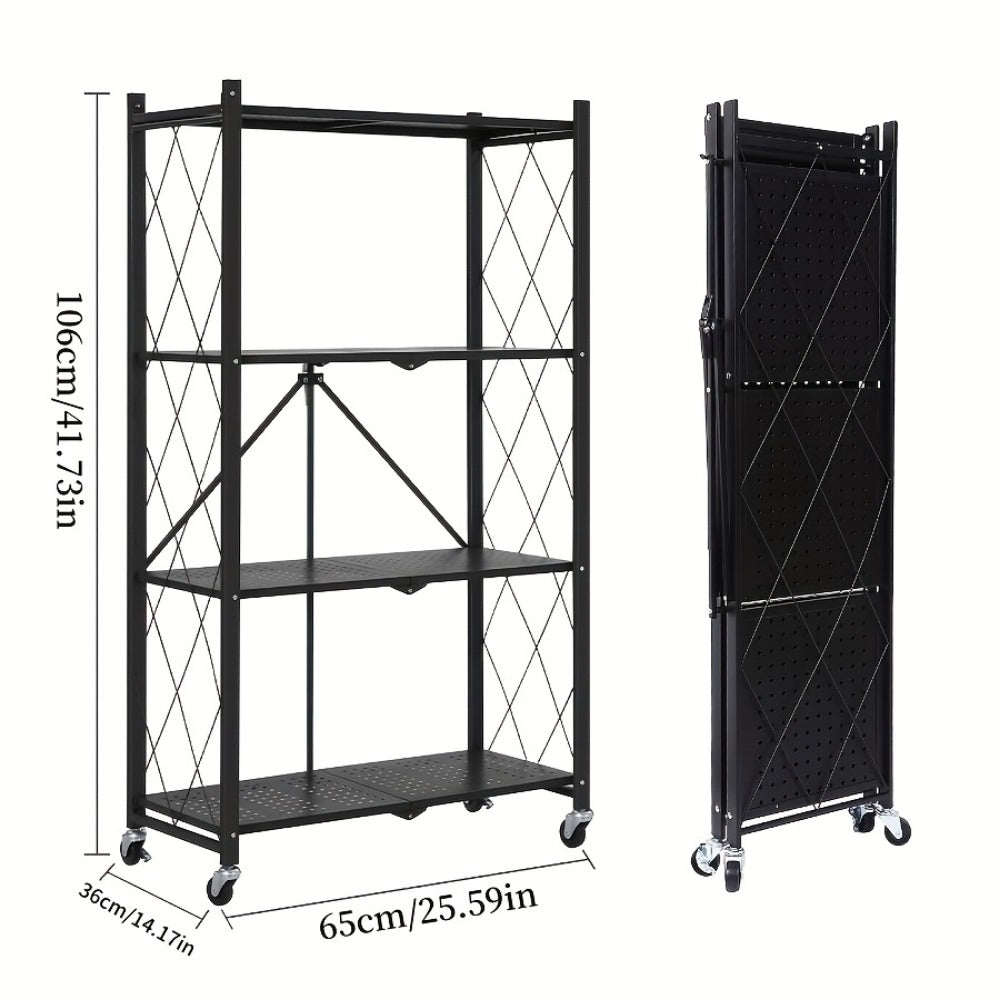5-Tier Outdoor Storage Rack with Rolling Wheels and Tool-Free Assembly for Patio detail image - detail view 5
