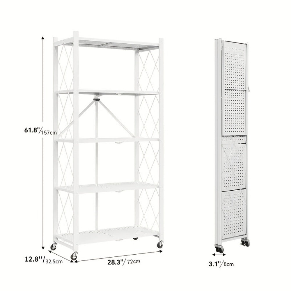 5-Tier Outdoor Storage Rack with Rolling Wheels and Tool-Free Assembly for Patio detail image - detail view 7