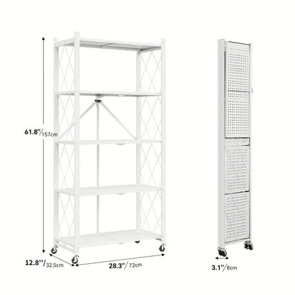 5-Tier Outdoor Storage Rack with Rolling Wheels and Tool-Free Assembly for Patio detail image - detail view 7