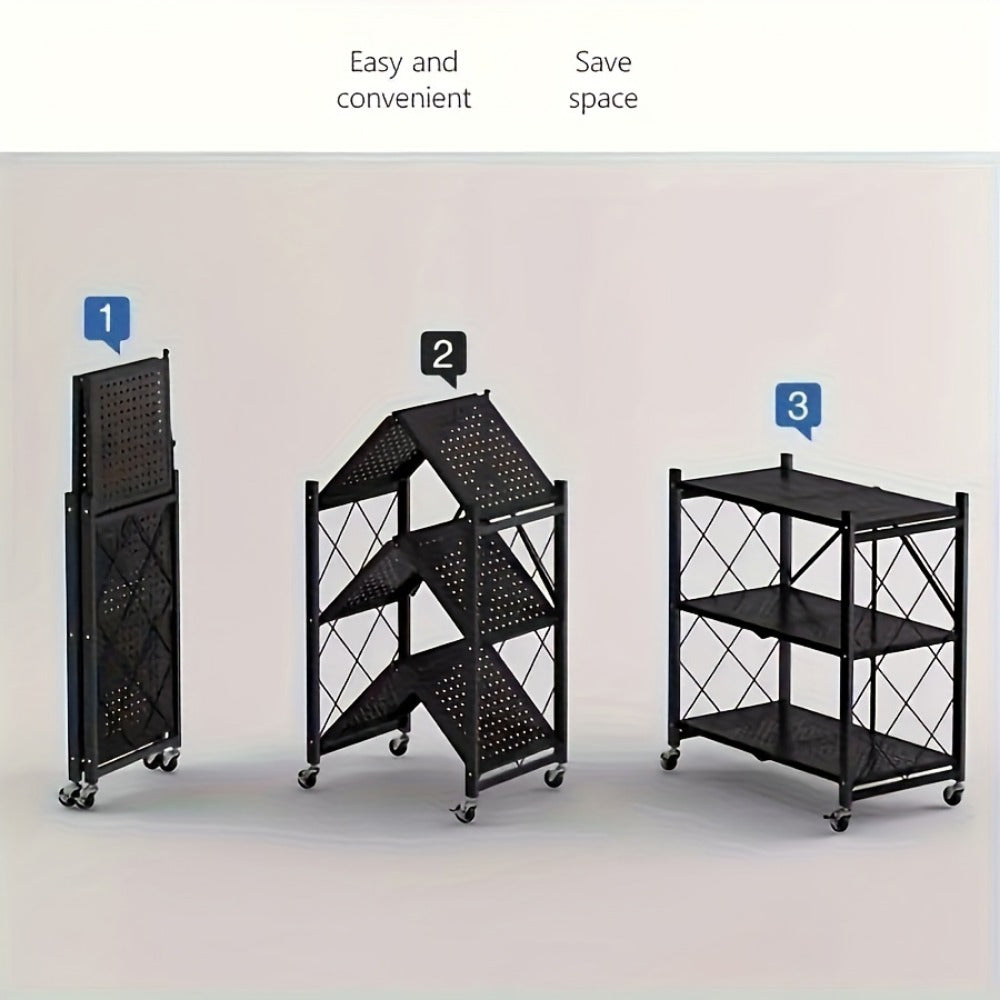 5-Tier Outdoor Storage Rack with Rolling Wheels and Tool-Free Assembly for Patio detail image - detail view 8