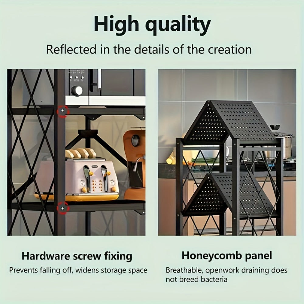 5-Tier Outdoor Storage Rack with Rolling Wheels and Tool-Free Assembly for Patio detail image - detail view 9