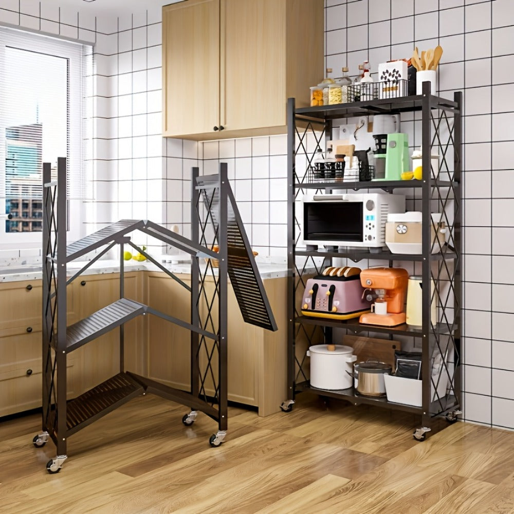 Outdoor Storage Rack with Wheels No Assembly Required - 3/4/5-Tier Portable Floor-Standing shown in the main product view