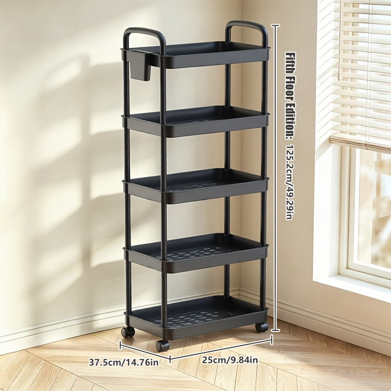 Rolling Utility Cart shown in the black, 5-tire option