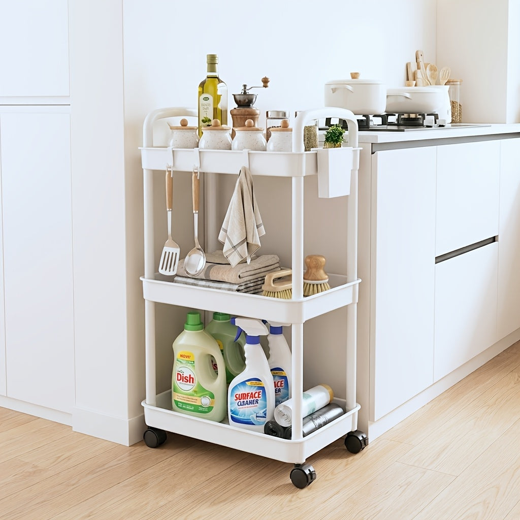5-Tier Plastic Rolling Utility Cart for Living Room and Bathroom detail image - detail view 7