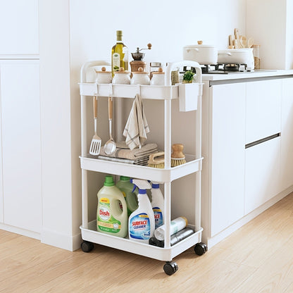 5-Tier Plastic Rolling Utility Cart for Living Room and Bathroom detail image - detail view 7