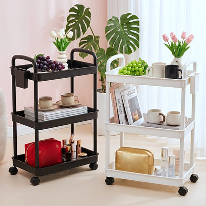 Rolling Utility Cart, 3/4/5-Tier Plastic with Handle, Multifunctional Storage Organizer shown in the main product view