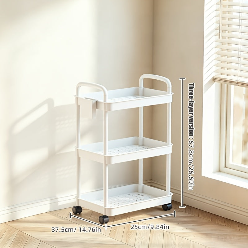 Rolling Utility Cart shown in the 【white】, 3-Tier option