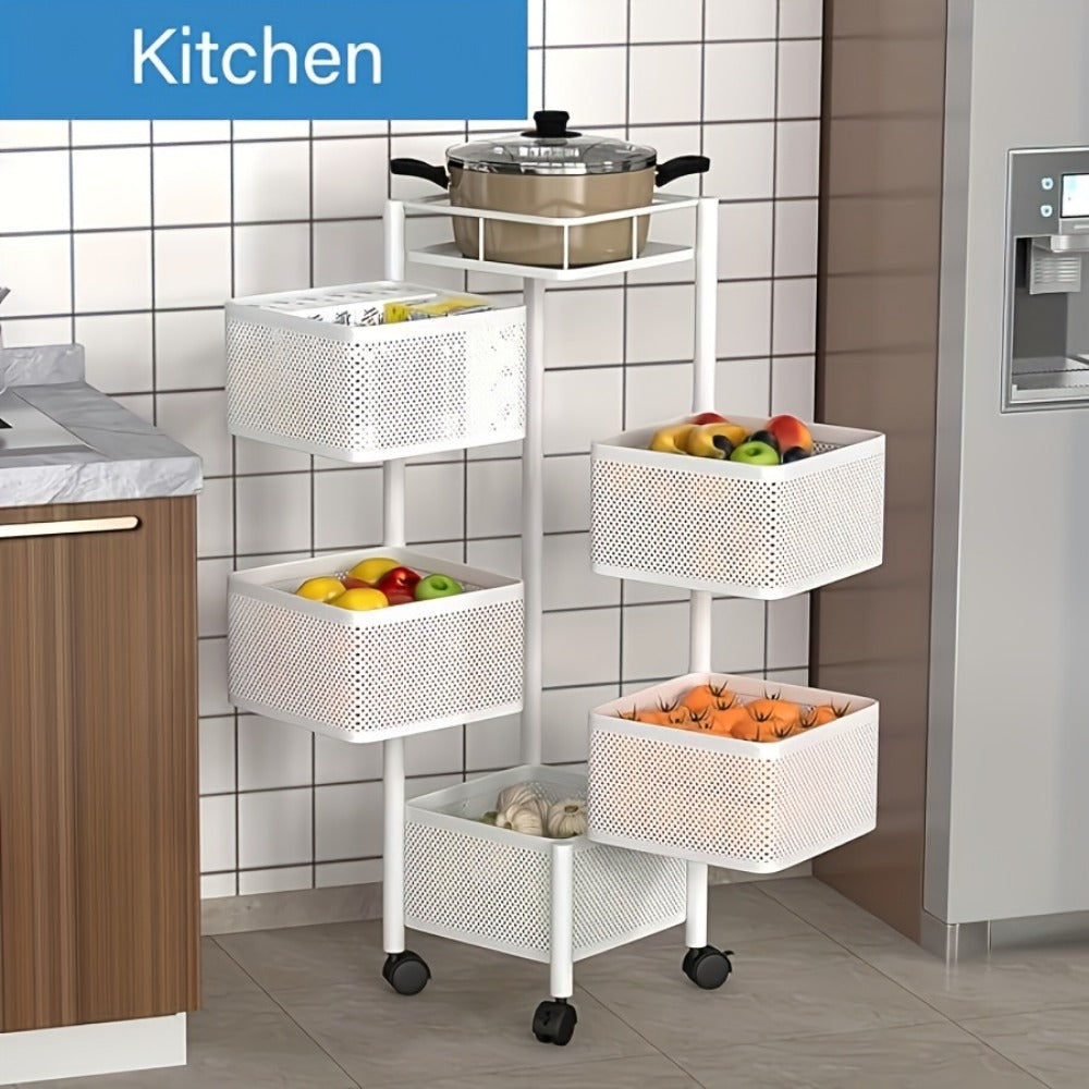 5-Tier Rolling Storage Rack with Rolling Wheels for Organized Everyday Storage in Bathroom detail image - detail view 11