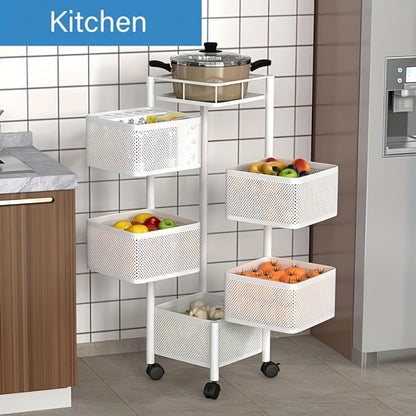 5-Tier Rolling Storage Rack with Rolling Wheels for Organized Everyday Storage in Bathroom detail image - detail view 11