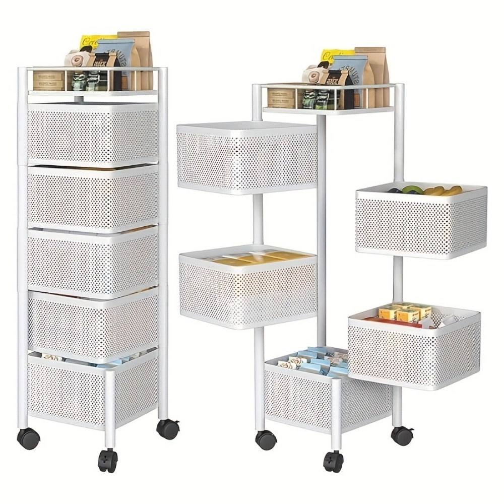 5-Tier Rolling Storage Rack with Rolling Wheels for Organized Everyday Storage in Bathroom detail image