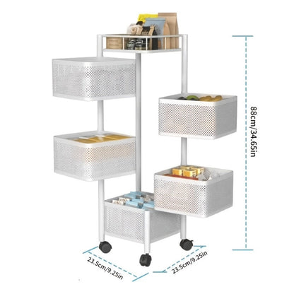 5-Tier Rolling Storage Rack with Rolling Wheels for Organized Everyday Storage in Bathroom detail image - detail view 5