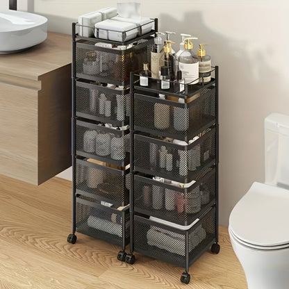 5-Tier Rolling Storage Rack with Rolling Wheels for Organized Everyday Storage in Bathroom detail image - detail view 7