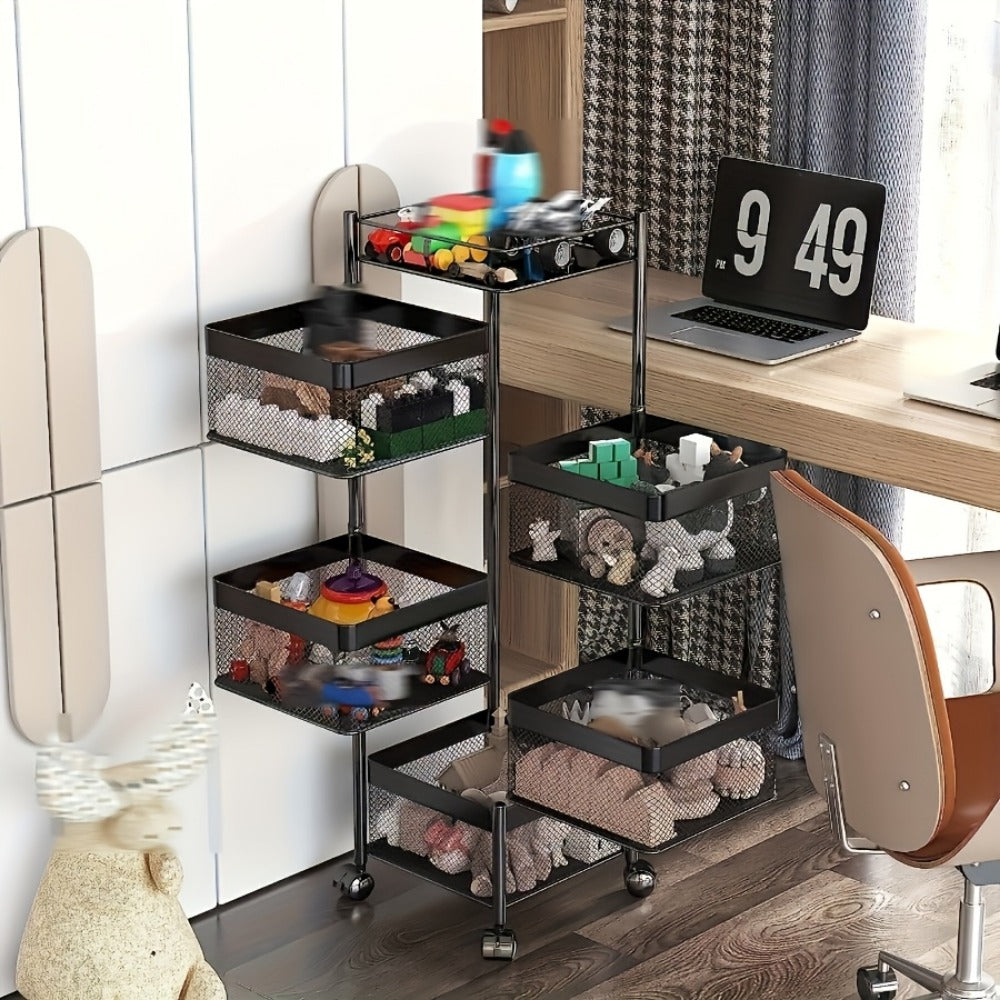 5-Tier Rolling Storage Rack with Rolling Wheels for Organized Everyday Storage in Bathroom detail image - detail view 9