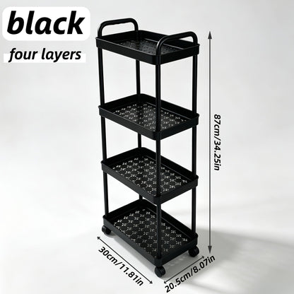 Storage Trolley Rack shown in the Black, 4 Tiers option