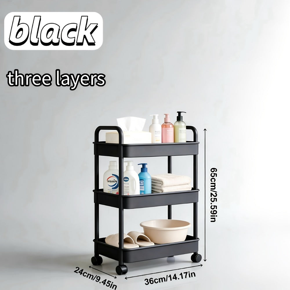 5-Tier Rolling Storage Trolley Rack with Rolling Wheels and Open Shelves for Bedroom detail image - detail view 10
