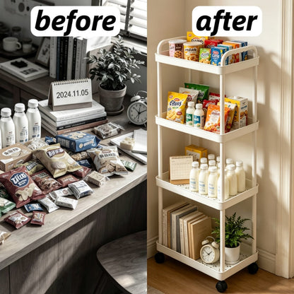 5-Tier Rolling Storage Trolley Rack with Rolling Wheels and Open Shelves for Bedroom detail image