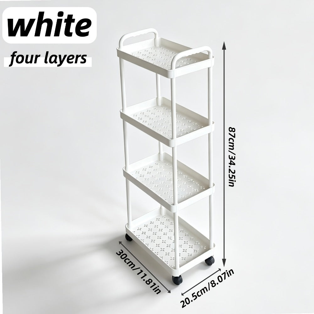 5-Tier Rolling Storage Trolley Rack with Rolling Wheels and Open Shelves for Bedroom detail image - detail view 3