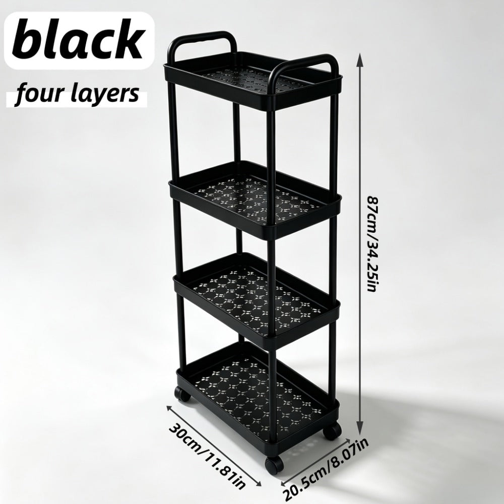 5-Tier Rolling Storage Trolley Rack with Rolling Wheels and Open Shelves for Bedroom detail image - detail view 7