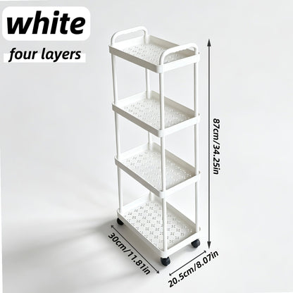 Storage Trolley Rack shown in the White, 4 Tiers option