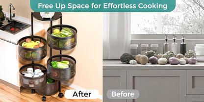 5-Tier Round Storage Cart with Rolling Wheels for Living Room detail image - detail view 6