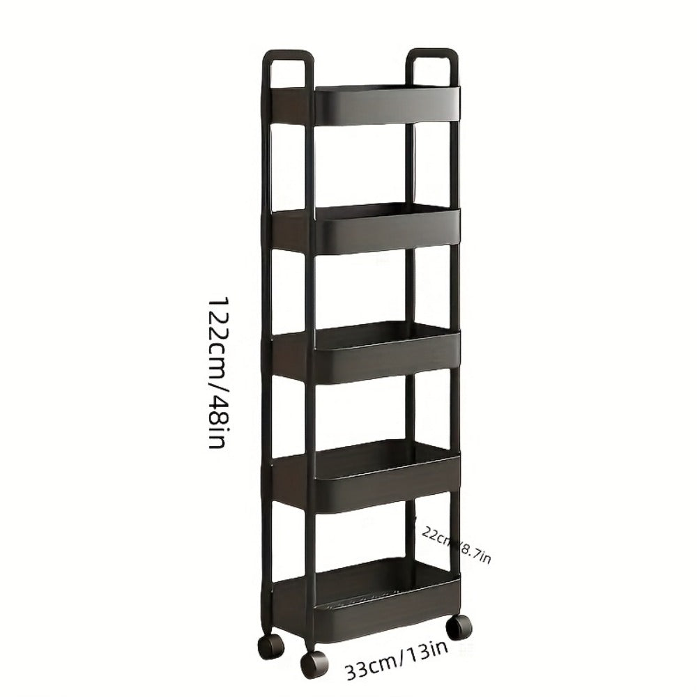 5-Tier Slim Storage Cart with Adjustable Shelves for Organized Everyday Storage in Bedroom detail image - detail view 4