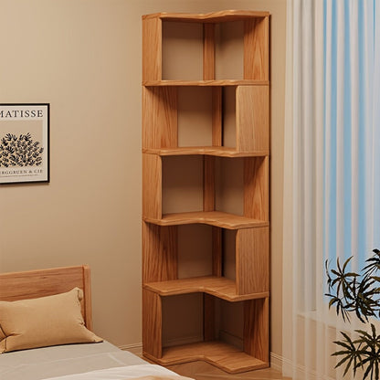 Bookshelf, Solid Wood Corner 3 4 5 Tier No Paint No Formaldehyde Space-Saving Rustic shown in the main product view