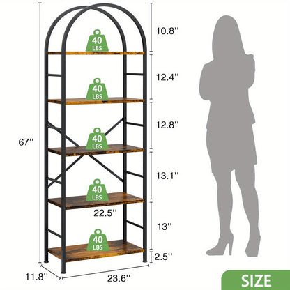 5-Tier Tall Bookshelf, Display Storage Shelf for Organized Everyday Storage in Bedroom detail image - detail view 5