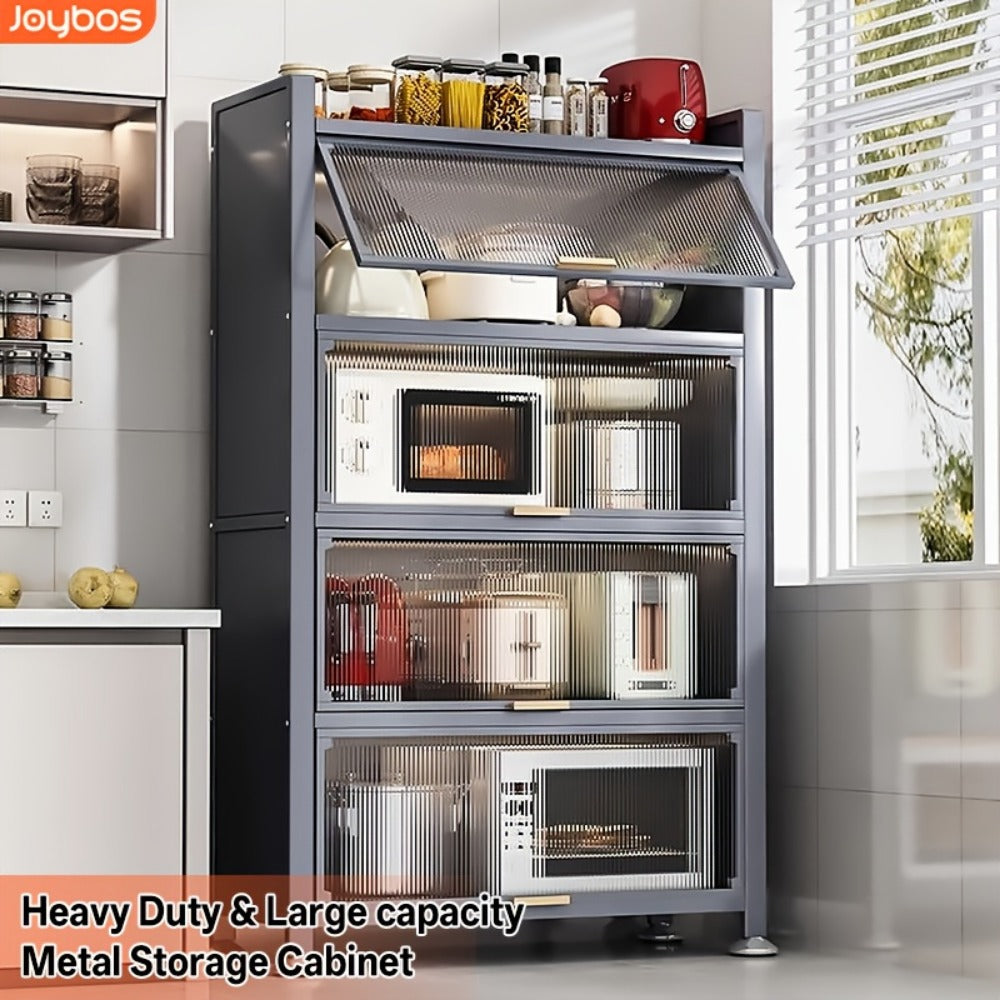 Kitchen Cabinet, 5-Tier Heavy Duty Metal with Acrylic Doors - Extra Tall Pantry Organizer shown in the main product view