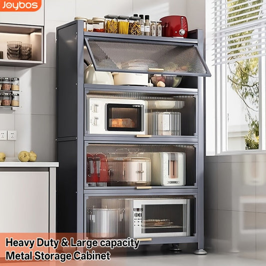 Kitchen Cabinet, 5-Tier Heavy Duty Metal with Acrylic Doors - Extra Tall Pantry Organizer shown in the main product view