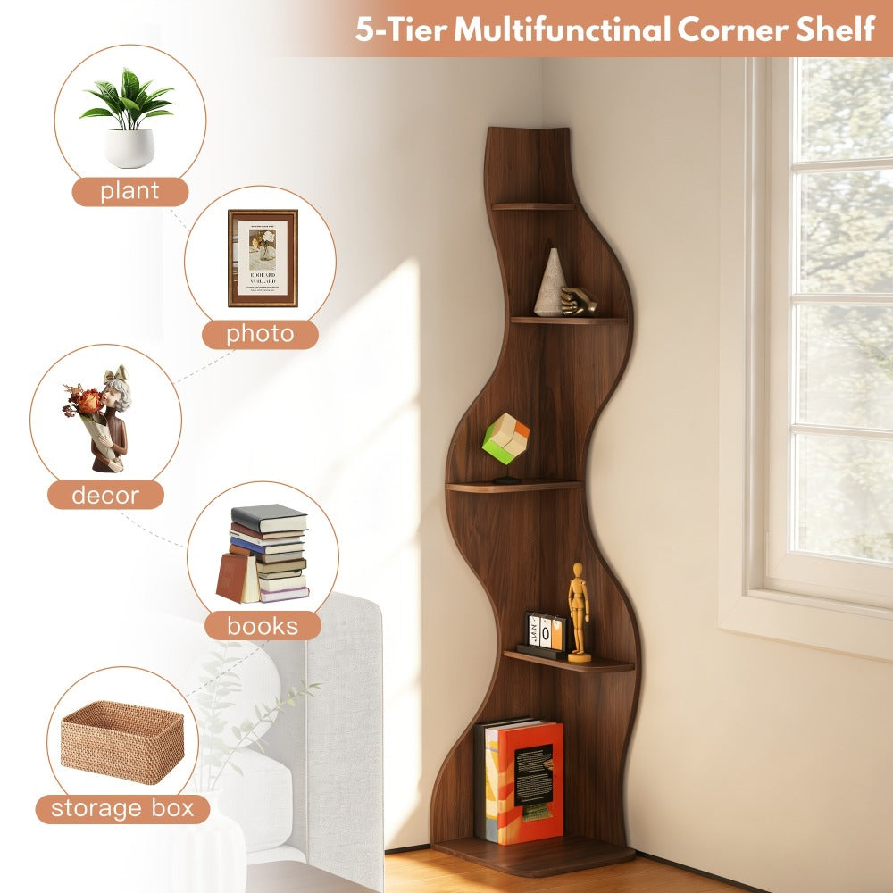 5-Tier Wall-Mounted Bookshelf with Multiple Color Options for Living Room detail image - detail view 11