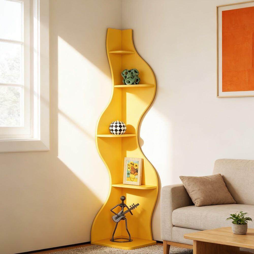 5-Tier Wall-Mounted Bookshelf with Multiple Color Options for Living Room detail image - detail view 5