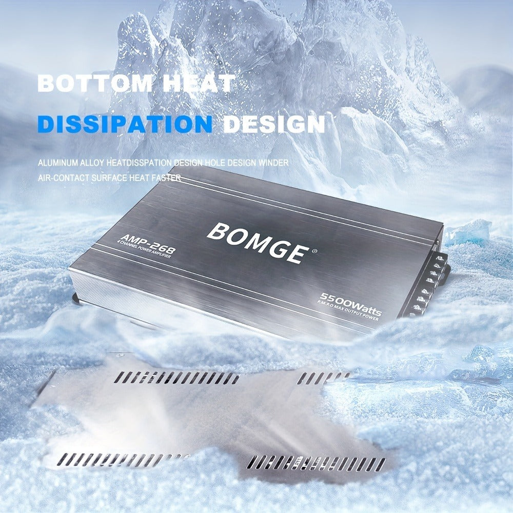 BOMGE 4-Channel Car Amplifier 2500W Max Power for Subwoofers & Speakers Full Range Class AB Vehicle Audio Amp AMP-228 AMP-268-A AMP-268-C for Car Truck SUV Sound System Upgrade