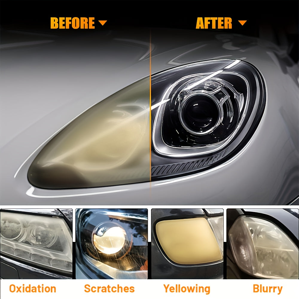 Headlight Restoration Kit | Advanced Ceramic Coating Car Headlight Restoration Fluid, No Polishing Or Sanding Required, Quickly Renovate Car Headlights, Car Headlight Maintenance, Restoration And Care Kit, Quickly Restore Car Headlights
